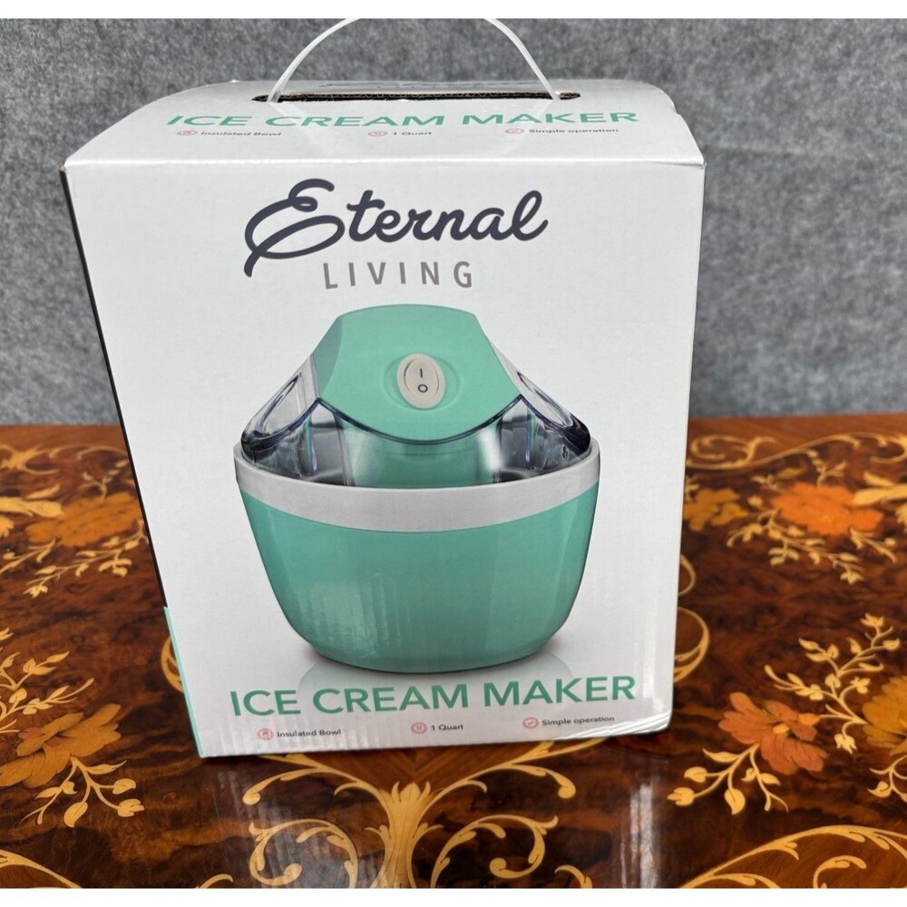 Eternal Living 1 Qt Electric Ice Cream Maker Mint Green Insulated Bowl NIB